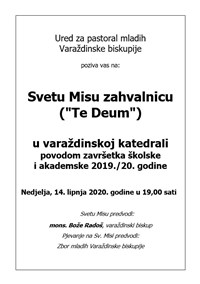 Sv. misa zahvalnica ("Te Deum") za školsku i akademsku godinu 2019./2020.